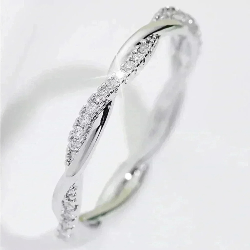 ⚠️Clearance Cute Silver Cubic Zirconia Unique Twist Ring